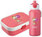 4youDesign Set: pinke Brotdose und Trinkflasche für Kinder -GIRAFFE- personalisiert mit Namen – inkl. Bento Box, Gabel & Pop-Up Flasche, Einschulung, Schule (Pink)