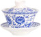 Liang baobao Traditionelles Gaiwan-Teeservice mit Deckel und Untertasse, blaues Lotus-Design, Teetasse, Blume, Porzellan, 284 ml