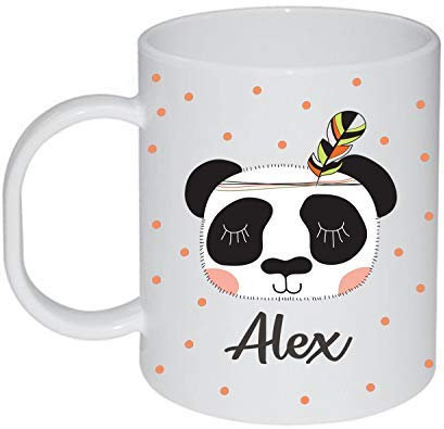 Kembilove Tazas Desayuno de Plástico Infantiles – Taza Personalizada Infantil – El Regalo para Niños – Regalo Vuelta al Cole – Diseño Panda