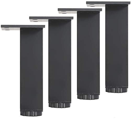 Les Pieds de Meuble Noirs Peuvent être ajustés. Pieds de Meuble carrés Pieds de Meuble en Alliage d'aluminium, Pieds de Support Pieds de Meuble réglables en Hauteur de Pied 20cm / 25cm / 30cm / 35cm