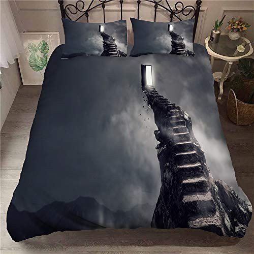 Morbuy Bettbezug Bettwäsche Set, 3D Fantasy-Stil Drucken Bettwäsche-Set Junge Mädchen Deluxe Mikrofaser Weiche mit Reißverschluss Bettbezug und Kissenbezüge (135x200cm,Grauer Mythos)