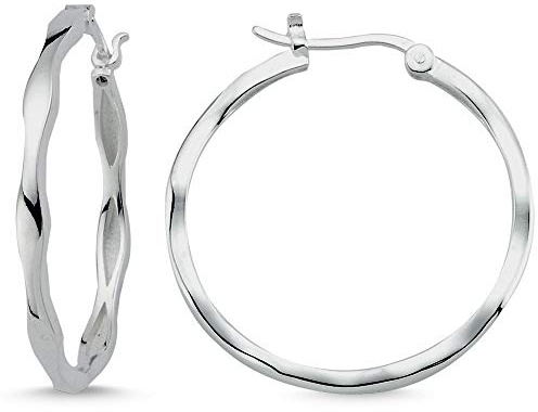 Vinani Damen Ohrringe 925 - Creolen glänzend Schrankenverschluss - 925 Sterling Silber für Frauen - 2CWE