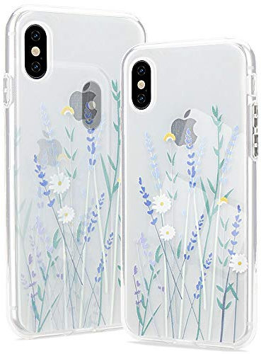 Clear Phone Case for iPhone Xr Soft Silicone Shockproof Transparent TPU Protective Daisy Floral Lavenders Patterns Design Case Girls&Women Cute Cover for iPhone Xr
