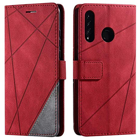 SONWO Cover per Huawei P30 Lite, Flip Caso in PU Pelle Case Cover Portafoglio Custodia per Huawei P30 Lite, [Kickstand] [Slot per Schede], Rosso