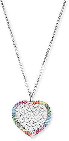 Engelsrufer Damen-Halskette mit Herz-Anhänger aus Sterling-Silber mit Zirkonia in der Farbe Multicolor, Länge: 42 + 4 + 4cm, ERN-HEARTLIFL-ZIM
