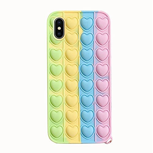 Herbests Kompatibel mit iPhone XS/iPhone X Hülle Silikon Hülle Fidget Toy Handyhülle Push Pop Bubble Fidget Sensory Toy Stress Relief Zappeln Sensory Toy Stoßfest Hülle Stressspielzeug