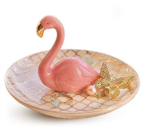 Titanape Flamingo-Ringhalter, Schmuckschale, Ringschale für Ringe, Halsketten, Ohrringe, für Damen, Mädchen