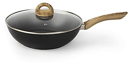 Excelsa Sakura Wok mit Deckel, geschmiedetes Aluminium, 28 cm.