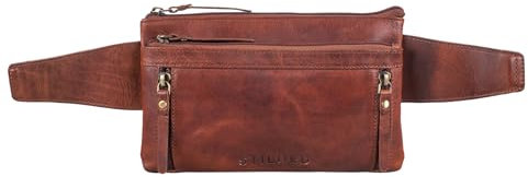 STILORD 'Skye' Fanny Pack Vintage Leather Large for Women Men Mobile Phone Belt Bag Travel Fanny Pack Multifunctional Festival Shoulder Bag, Colour:Porto - Cognac