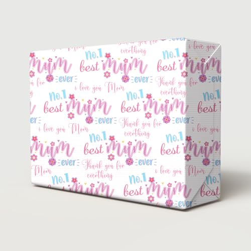 Party Angels 2 Bögen Muttertag Best Mum Ever Design Geschenkpapier Rosa Mama Geburtstag Geschenkpapier (PA), 70 x 50 cm (2 Stück)