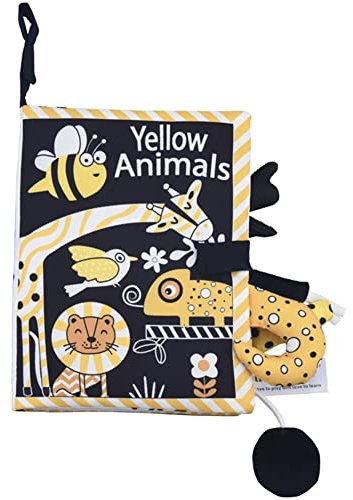 Baby Stoffbuch Babybuch ab 0 Monate,Tier Baby Buch,Hohe Kontraste Fühlbuch Knisterbuch Babybücher, Interaktives Lernstimulation Bilderbuch Babyspielzeug Kinderwagenspielzeug Geschenk für Kleinkinder