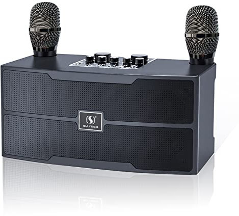 Karaoke con microfono 20W EASJOY karaoke professionale completo caraoke adulti PA Bluetooth con 2 Microfoni Wireless microfono HD cassa karaoke per Riunioni di Famiglia, Matrimoni