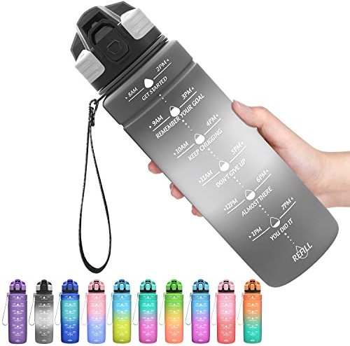 Coolfel Sport Trinkflasche 2l, 1,5l, 1l, 700ml, 500ml Trinkflasche Kinder Auslaufsicher, Motivierende Wasserflasche mit Zeitmarkierung Bpa Frei Tritan Trinkflasche für Mädchen, Junge, Schule, Gym