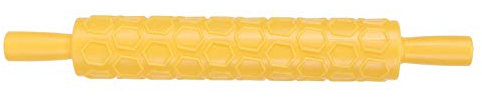 Cake Decorating Embossed Rolling Pins, Fondant Cake Paste Decorating Tool, Textured Non-Stick Designs and Patterned, Ideal for Baking Fondant, Pizza, Cookies, Pastry (Yellow) embossing