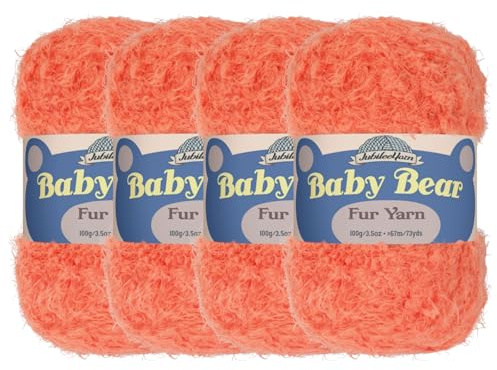 JubileeYarn Baby Bear Yarn - Chunky Weight Polyester Fur - 100g/Skein - Living Coral - 4 Skeins