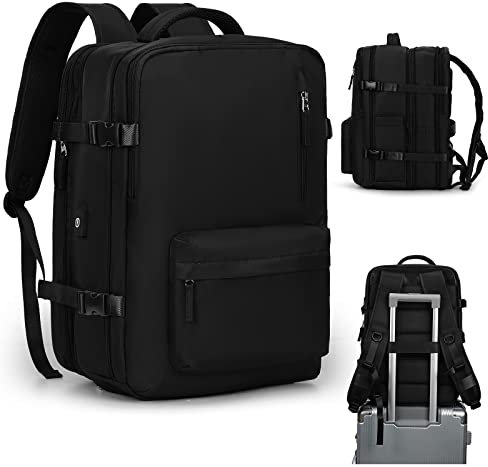 VGCUB Large Travel Work Business Backpack Carry on Flight Approved Laptop Backpack for Women Men Mochila de Viaje, A1-black-with Expansion Layer, XL, Fit a 17-inch Laptop