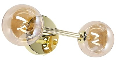 Beliani Moderne Hängelampe 2 Leuchten goldener Stahl Ramis