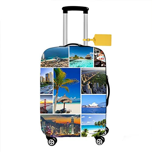 FANSU Housse de Valise Elastique Housse de Protection pour Bagage, Imprimé de Paysage Terre Lavable à Cabine Luggage Valise Cabine Trolley Case Cover (Paysage,XL (29-32 Valise))