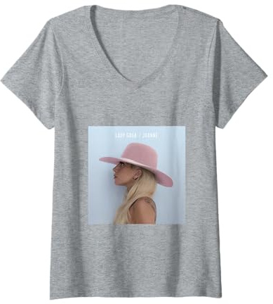 Damen Lady Gaga Offizielles Joanne Album Art T-Shirt mit V-Ausschnitt