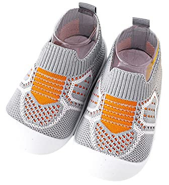 Non-Slip Baby Shoe-Socks, Baby First Walking Shoes Non-Skid Slipper Shoes With Soft Rubber Sole Toddle Sneaker (Grey,15.5cm/6.1inches)