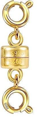 ALEXCRAFT Magnetic Necklace Clasps Gold Magnetic Double Jewelry Clasps Sterling Silver 925 Magnetic Necklace Clasps, Necklace Bracelet Clasps Closures Gold Necklace Extender Clasps Jewelry Making