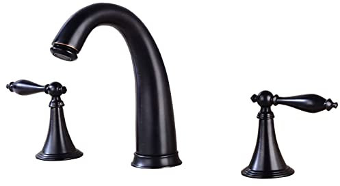 BiaoTeng Grifo Lavabo BañO 3 Orificios caliente y fría LatóN antiguo Grifo Lavabo Tres Agujeros Grifo De Lavabo Negro Mate para baño