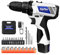 Cordless Drill Driver, 45N·m Electric Screwdriver Kit with 23pcs Accessories, 12V Power Impact Driver with Battery 1.3Ah and Charger, 18+1 Torque, 3/8 Chuck, 2 Speed, LED Light for Home Office DIY