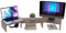 ComfortCove Rehausseur de support pour deux moniteurs, Support de Moniteur, support pour écran, organisateur de bureau, support pour ordinateur, 3 étagères, longueur réglable, Sonoma