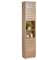 VonHaus Tall Bathroom Cabinet – Oak Wood Effect Bathroom Tallboy with Slatted Design - Tall Storage with 2 Handleless Cupboard Doors, 5 Internal & 2 Open Shelves - for Kitchen & Hallway - Chester