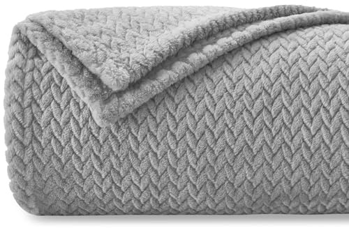 Homebliss Kuscheldecke 130 x 150 cm Flauschig Fleecedecke,Decke Couch Blanket,Super Weiche Fleecedecke als Sofaüberwurf-oder Bettüberwurf,Tagesdecke - Hellgrau