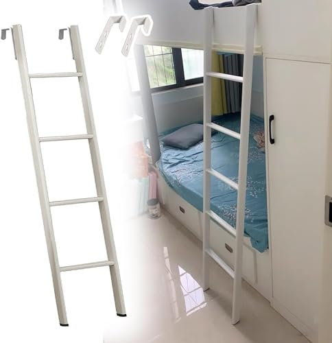 Scaletta Letto a Castello Scaletta per Letto a Castello In Metallo con Ganci, Scala a Castello Bianca per Camper per La Scuola del Dormitorio, Scaletta per Letto Singolo Regolabile (150cm/59)