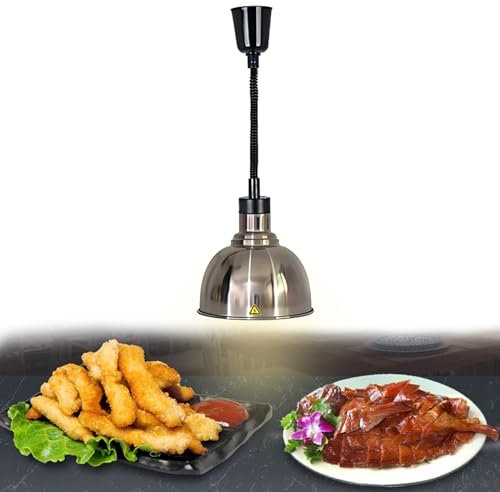 BOVDC Lampara Calor Cocina, 19 cm/25 cm Lampara Calor Alimentos, Lámpara de Calor para Alimentos de Cocina Colgante Ajustable para Buffets y Hoteles(A-25cm, 1 Pieza)