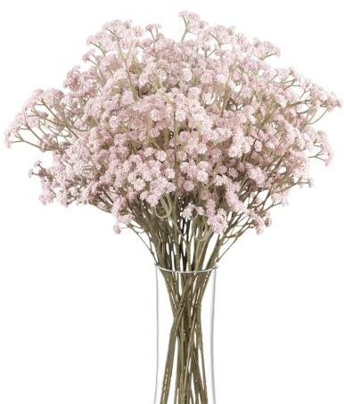 N&T NIETING Gypsophila Artificial Flowers, 10Pcs Baby Breath Flowers Artificial, Fake Gypsophila for DIY Wedding Bouquet Party Table Centerpieces Flower Arrangements and Home Decor(Pink)