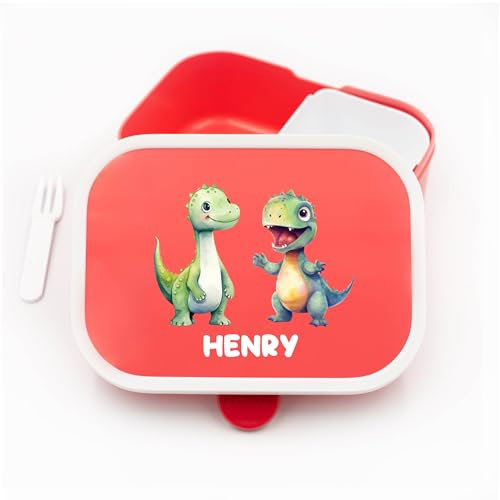 Geschenkfreude Personalisierte Campus Bento Box Brotdose für Mepal Dinosaurier - Lunchbox Kinder mit Trennwand Name, Kindergarten, Schule - Alles für den Schulanfang - Brotdose Kinder mit Namen