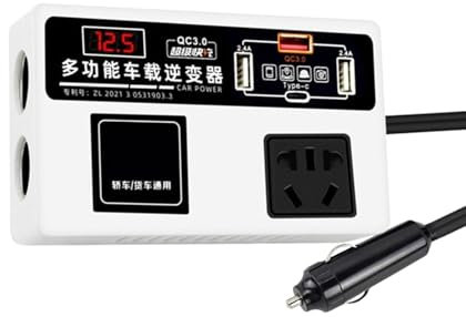 Toma de corriente inversor de coche - Inversor de corriente de coche, DC 12v/24v a 220v | Adaptador de cargador de 200w Convertidor de enchufe de coche, enchufe portátil de coche Adaptador de salida