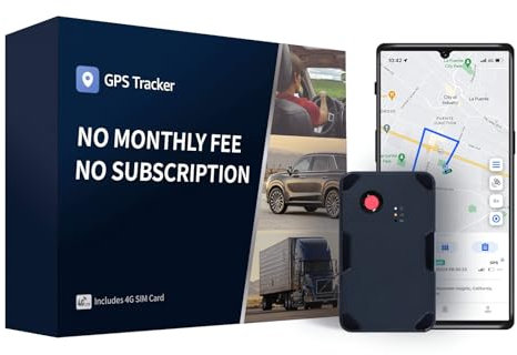 VITALGLOW Car Tracker No Monthly Fee No Subscription, 4G SIM Card and Data Included, Trip History, GeoFence, Driving Alerts, Long Battery Life, Magnetic