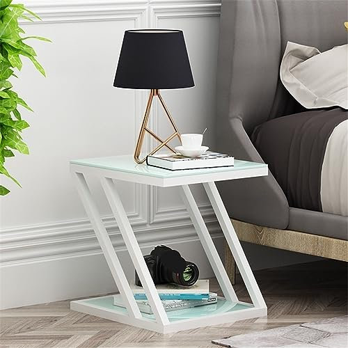 KCUZO Salon canapé Table d'appoint Armoire d'appoint Table d'angle Petite Table Basse en Forme de Z Petite Table carrée en Verre trempé(D)