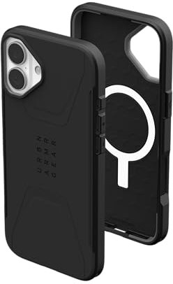 URBAN ARMOR GEAR UAG Designed for iPhone 16 Plus Case 6.7 Civilian - Compatible with MagSafe Charging Rugged Slim Sleek Shockproof Anti-Slip Military Grade Protective Cover, Black