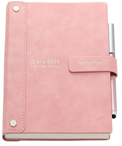 Mljtoyo Terminplaner 2025, Agenda 2025, A5, Seite pro Tag, Hardcover-Organizer, Jahresplaner Januar 2025-Dez. 2025, Produktivitäts-Tagesplaner, Monatsplaner mit Stift, Aufklebern, Innentasche, 3