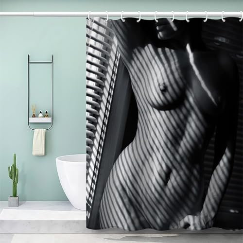 igyhuij 3D Rideau Douche Femme Sexy - Polyester Tissu Rideau de Bain Femme Sexy - Anti Moisissure Imperméable Rideaux de Douche 180x180 cm 12 Crochets k2405