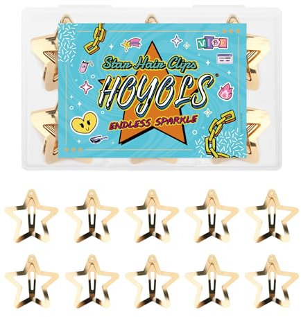 HOYOLS 50 pinzas para el pelo con estrella dorada Y2K, pequeños pasadores de metal brillante, accesorios estéticos para el cabello de los años 2000 para trenzas de cabello corto y largo