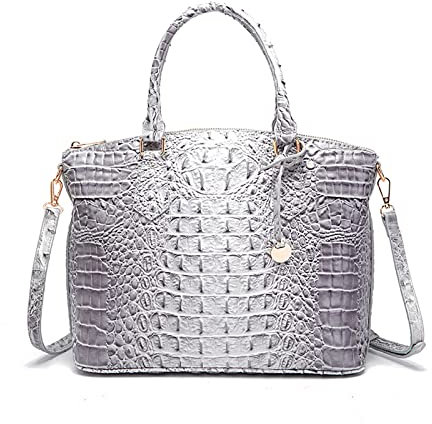 NICOLE & DORIS Borsa Donna Elegante a Mano in Coccodrillo, Tracolla PU Pelle a Spalla da Lavoro con Manici Tote Grigio Blu