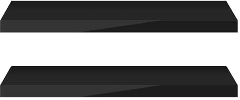 eSituro Wandregal 2er Set, Regal Wand schwarz Hochglanz, Hängeregal, Schweberegal, Regalbrett Bücherregal zum Aufhängen, Wandboard für Wohnzimmer Küche Arbeitszimmer Badezimmer, 70x22.9x3.8 CM