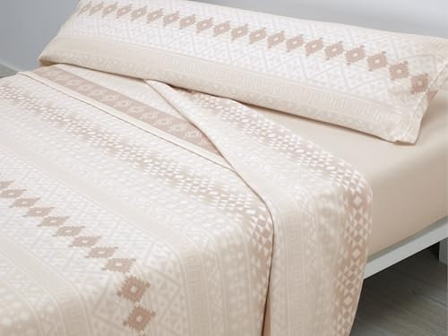 Cisne Rojo Juego de Sabanas Pirineo.Juego de Sabanas Invierno. Sabanas Estampadas Calentitas. Calidad y Diseño. para Cama 150 cm. Color Visón. Modelo Nazarí. (100148-150-VS)