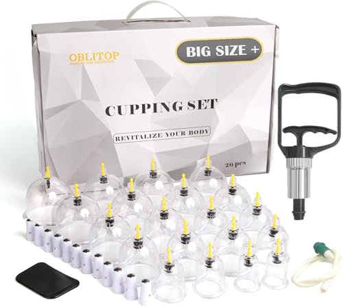 Lot de 20 ventouses V2.0 pour homme et femme - Grande taille - Pour le corps, les muscles du dos, le soulagement de la douleur - Appareil de massage à sucer la cellulite