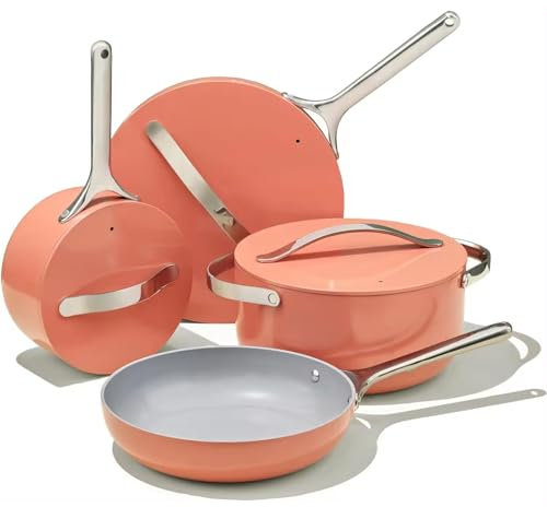 NNYCC Nonstick Ceramic Cookware Set 7 Piece Pots and Pans Set Kitchen Induction Cookware Oven Safe & Compatible with All Stovetops,Orange