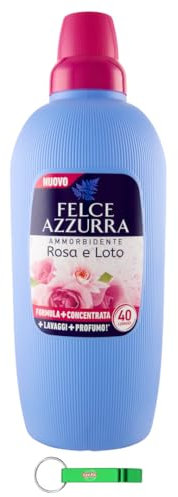 6 X Felce Azzurra Ammorbidente – Ammorbidente liquido con rosa e loto – Profumo inconfondibile 40 lavaggi 2 litri + Beni Culinari Portachiavi gratuito