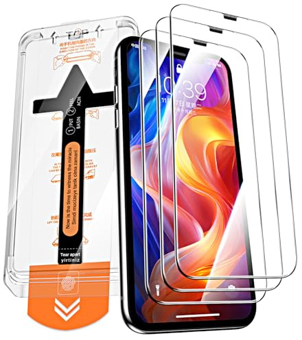 QUESPLE [3 Pièces] Verre Trempé pour iPhone 11/ XR, Haute Qualité Couverture Complète, Dureté 9H, Sans Bulles, Film Protection écran, Avec Kit d’Installation Facile
