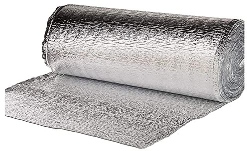 Isolierfolie Dämmfolie Wärmereflektierende Isolierrolle aus Aluminium-Luftpolsterfolie, hochwertige reflektierende Wärmedämmrolle aus Aluminium mit Schaumstoff, 5 mm, 109,1 x 4,8 m, für Wände, Dachbö