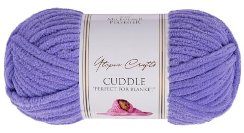 Utopia Crafts Cuddle Super Chunky Chenille Soft Yarn for Knitting and Crochet, 100g - 60m (Deep Lavender)